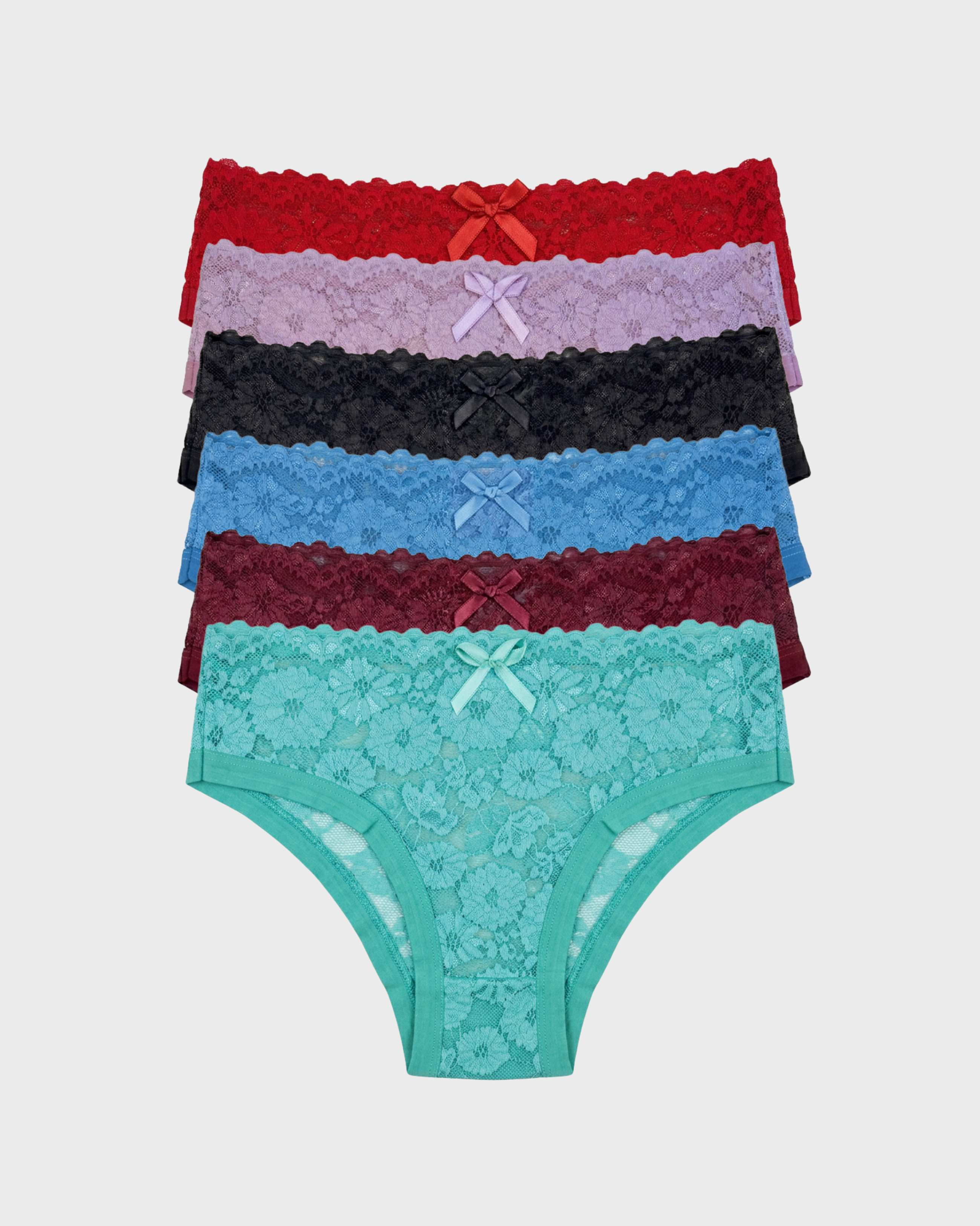 PACK x12 Bikini encaje pierna sesgo plano