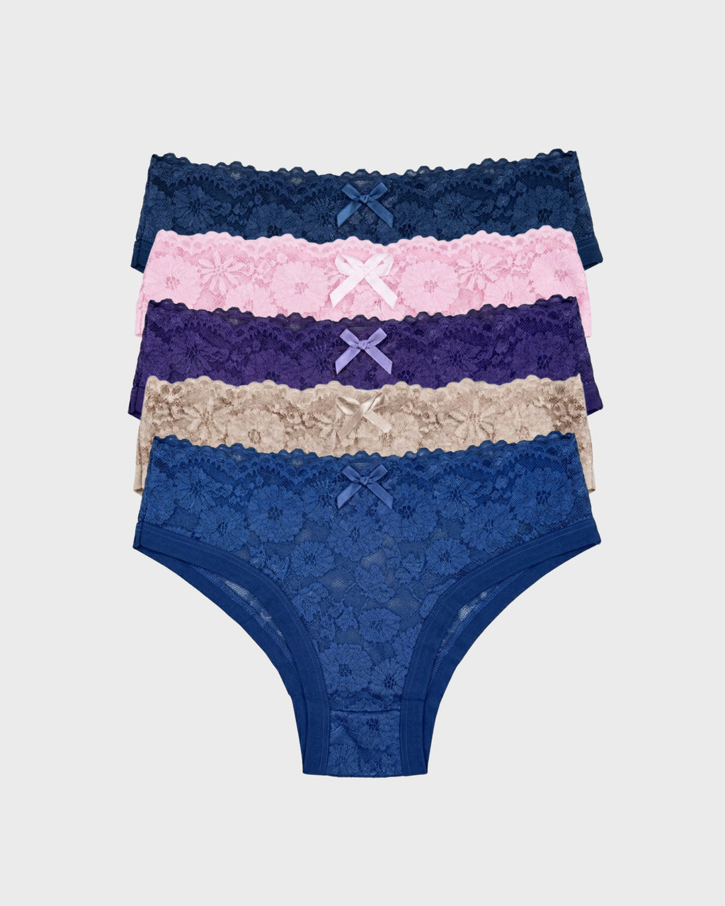 PACK x12 Bikini encaje pierna sesgo plano