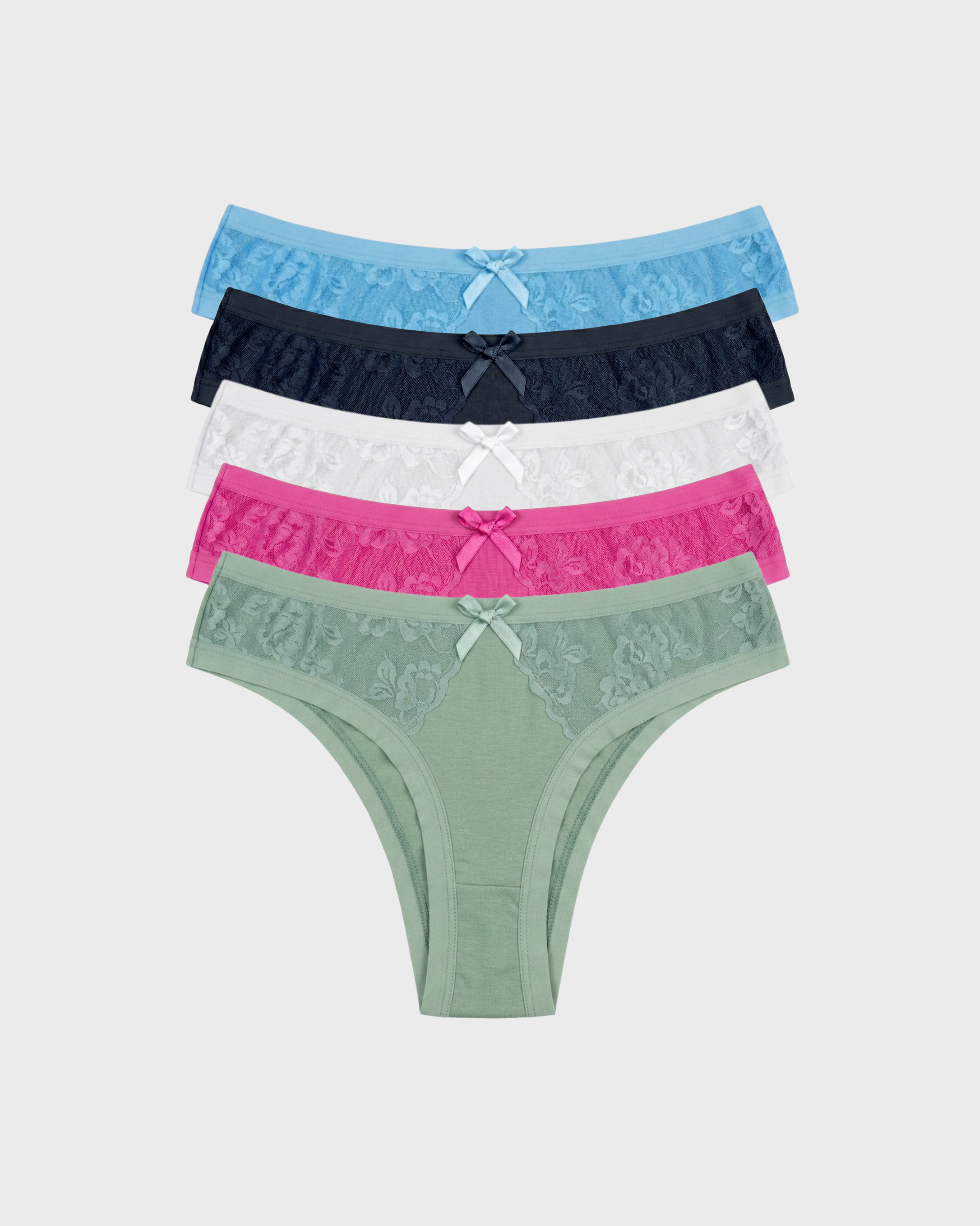 PACK x12 Bikini de algodón con malla a los costados